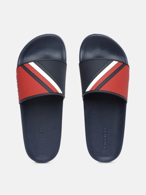 

Tommy Hilfiger Men Red & Navy Blue Colourblocked Sliders