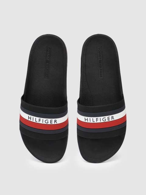 

Tommy Hilfiger Men Black & White Striped Sliders