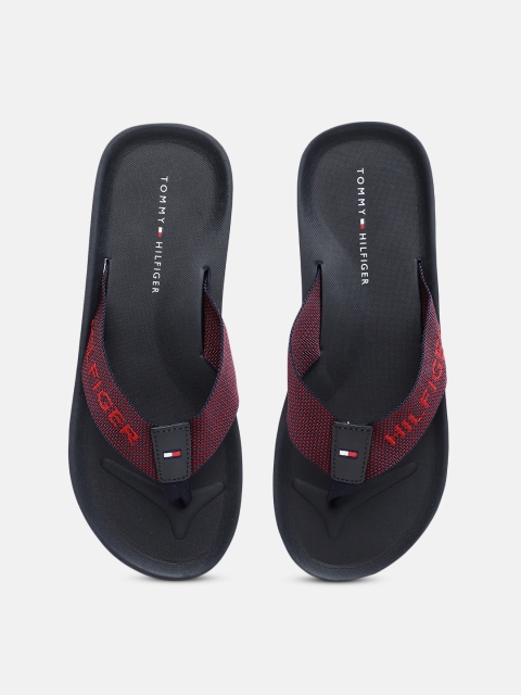 

Tommy Hilfiger Men Navy Blue & Maroon Woven Design Thong Flip-Flops