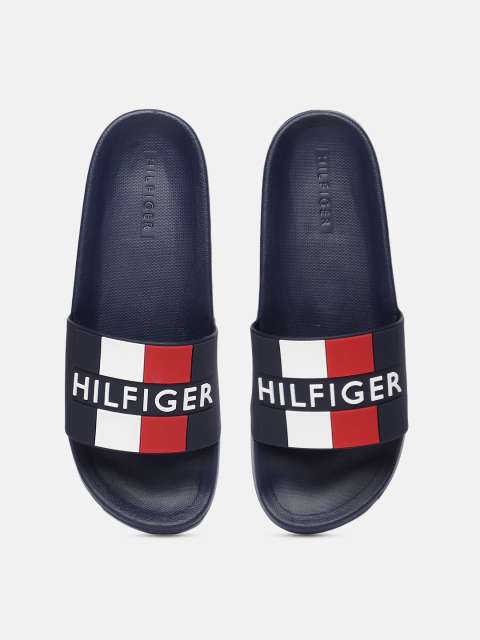 

Tommy Hilfiger Men Navy Blue & White Printed Sliders