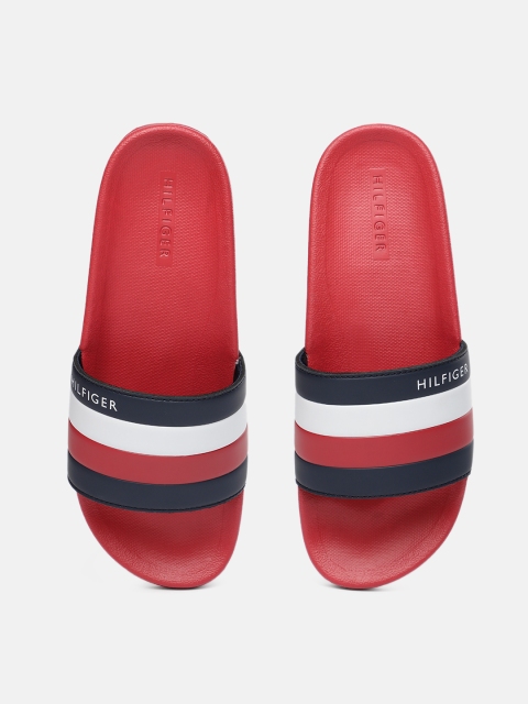 

Tommy Hilfiger Men Red & Navy Blue ROZI Striped Sliders