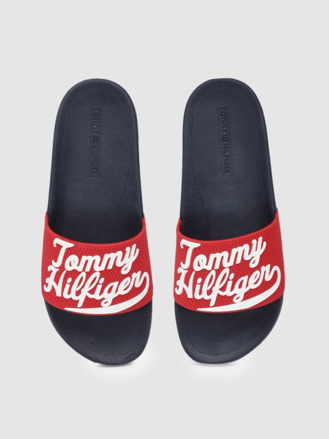 

Tommy Hilfiger Men Red & White Printed Sliders