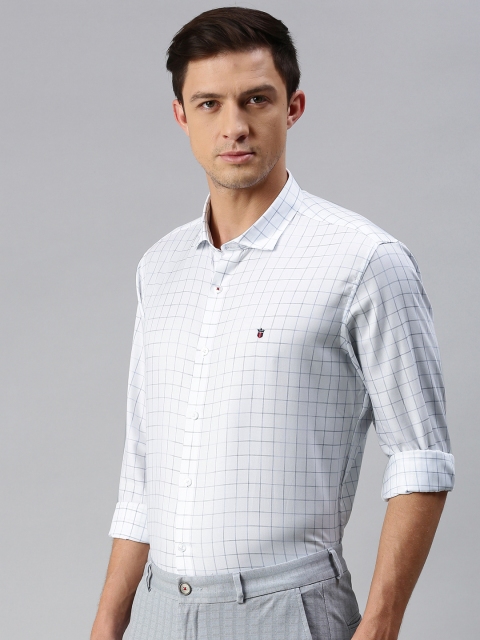 

Louis Philippe Sport Men White & Blue Slim Fit Grid Tattersall Checked SmartCasual Shirt