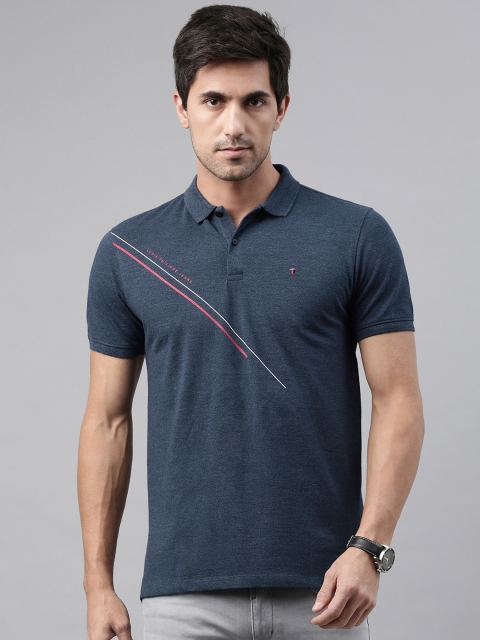 

Louis Philippe Jeans Men Navy Blue Solid Polo Collar T-shirt