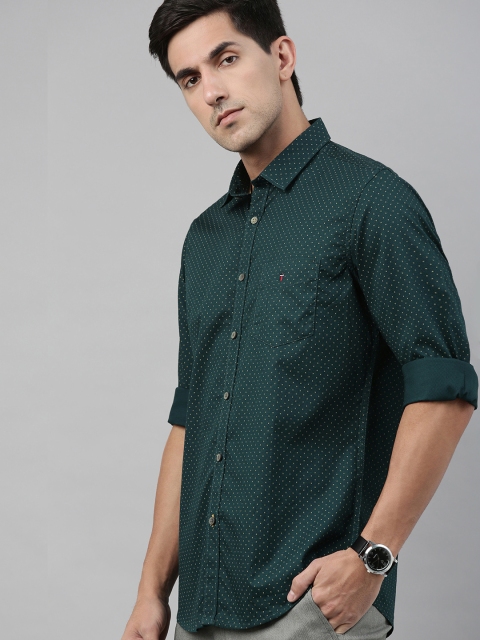 

Louis Philippe Sport Men Green & Yellow Slim Fit Self Design Casual Shirt