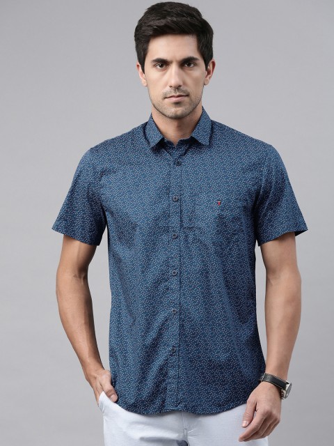 

Louis Philippe Sport Men Navy Blue & White Slim Fit Pure Cotton Printed Casual Shirt