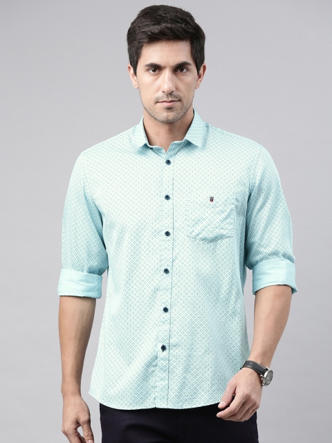 

Louis Philippe Sport Men Sea Green & Black Slim Fit Pure Cotton Printed Casual Shirt