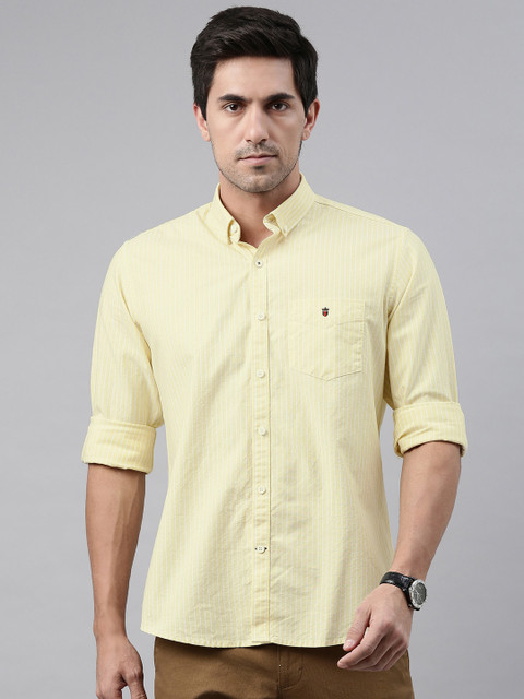

Louis Philippe Sport Men Yellow & White Striped Slim Fit Pure Cotton Casual Shirt