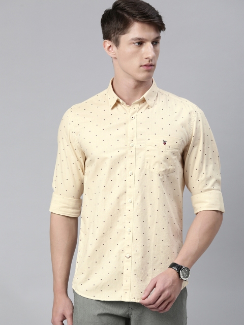 

Louis Philippe Sport Men Cream-Coloured Cotton Super Slim Fit Polka Dots Casual Shirt