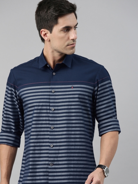 

Louis Philippe Sport Men Navy Blue Slim Fit Striped Casual Shirt