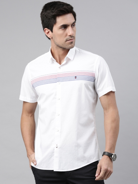 

Louis Philippe Sport Men White & Blue Slim Fit Striped Casual Shirt
