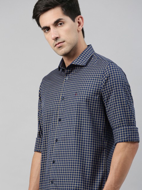 

Louis Philippe Sport Men Navy Blue & Yellow Slim Fit Checked Casual Shirt