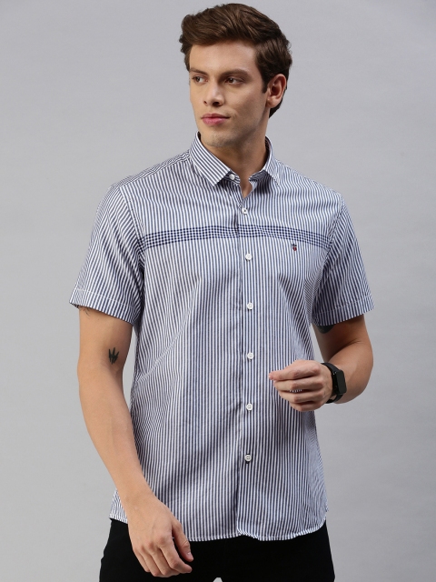 

Louis Philippe Sport Men White & Blue Slim Fit Striped Casual Shirt