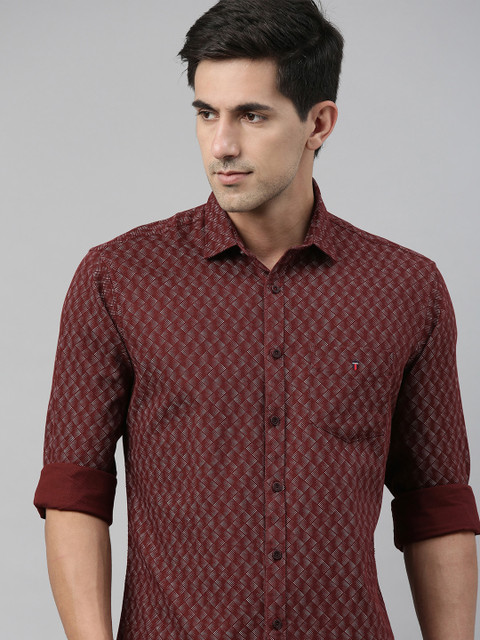 

Louis Philippe Sport Men Maroon & White Slim Fit Printed Casual Shirt