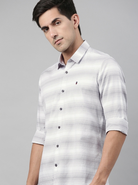 

Louis Philippe Sport Men White & Grey Slim Fit Striped Casual Shirt