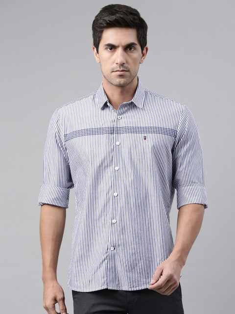 

Louis Philippe Sport Men Blue & White Striped Slim Fit Pure Cotton Casual Shirt