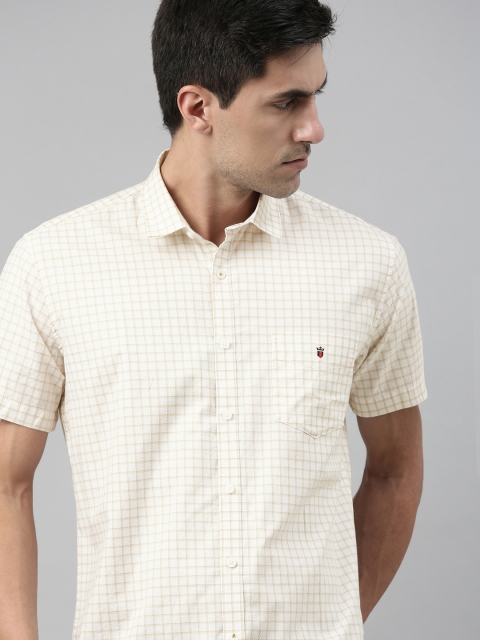 

Louis Philippe Sport Men Beige & White Slim Fit Checked Casual Shirt