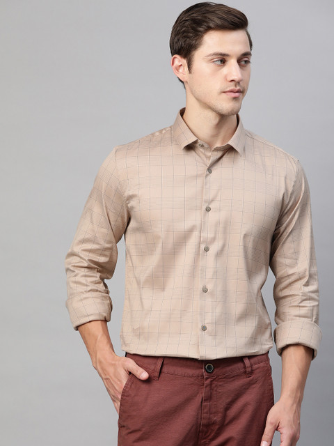 

Louis Philippe Sport Men Beige & Blue Super Slim Fit Checked Casual Shirt