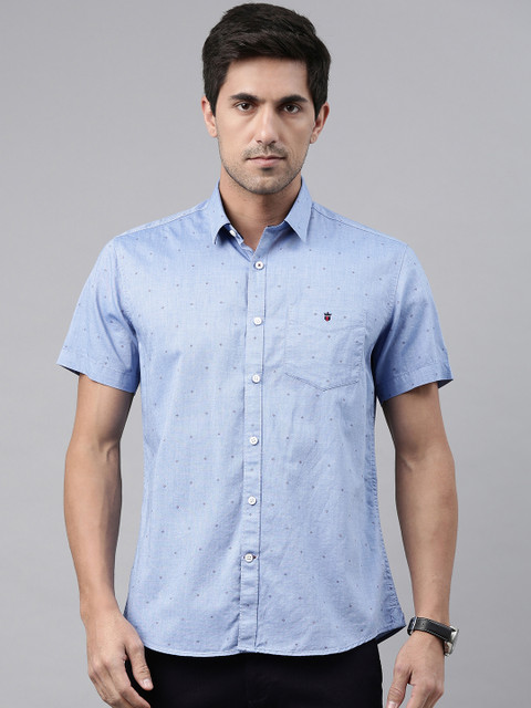 

Louis Philippe Sport Men Blue Pure Cotton Slim Fit Printed Casual Shirt