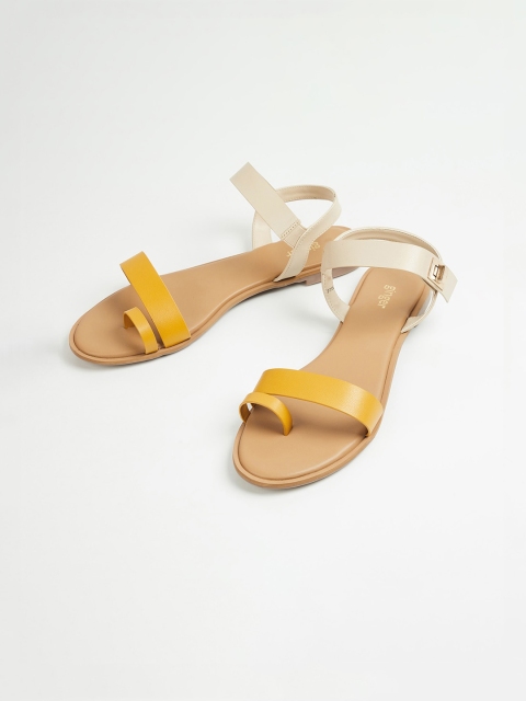 

Ginger by Lifestyle Women Mustard Yellow & Beige Colourblocked One Toe Flats