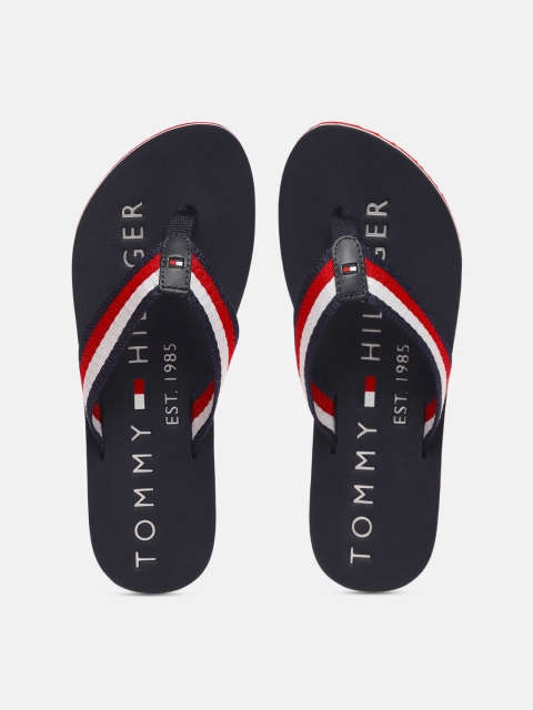 

Tommy Hilfiger Women Navy Blue & Red Striped Thong Flip-Flops