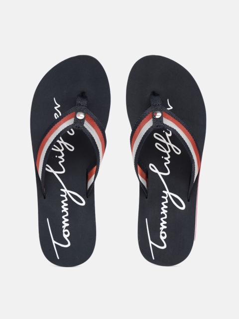 

Tommy Hilfiger Women Navy Blue Striped Thong Flip-Flops