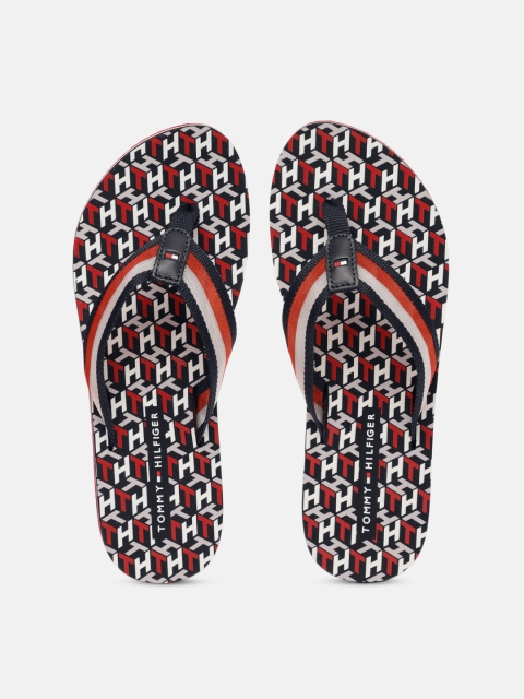 

Tommy Hilfiger Women Navy Blue & Red Printed MONOGRAM Thong Flip-Flops