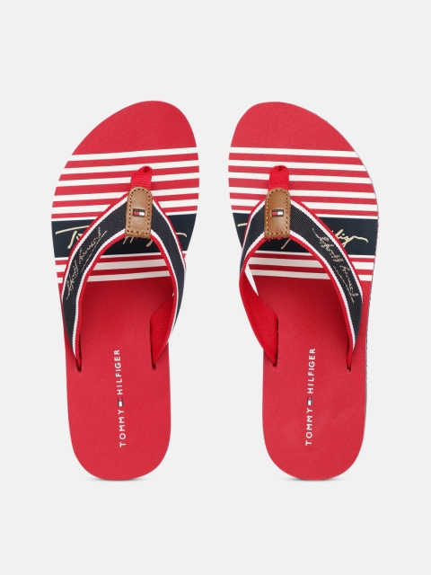 

Tommy Hilfiger Women Red Striped Thong Flip-Flops