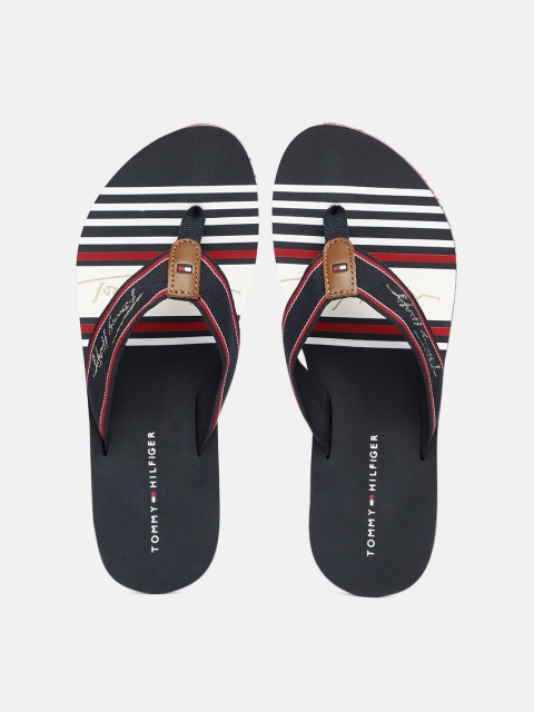 

Tommy Hilfiger Women Navy Blue Striped Thong Flip-Flops