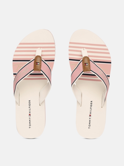 

Tommy Hilfiger Women Off-White & Pink Striped Thong Flip-Flops