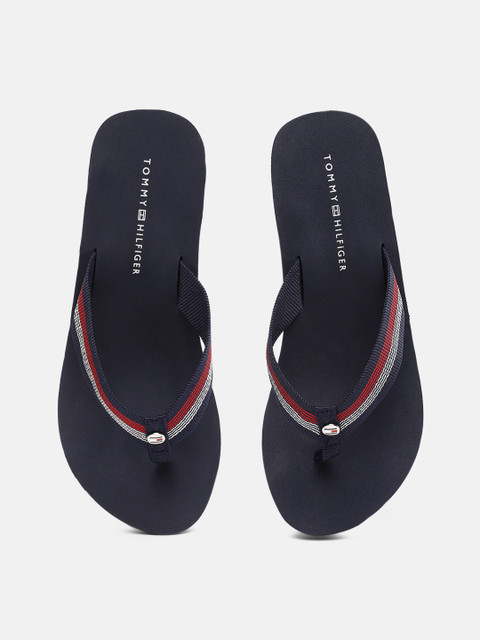 

Tommy Hilfiger Women Navy Blue & Red Striped Thong Flip-Flops