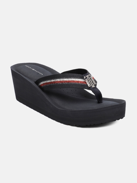 

Tommy Hilfiger Women Navy Blue & Red Striped Thong Flip-Flops