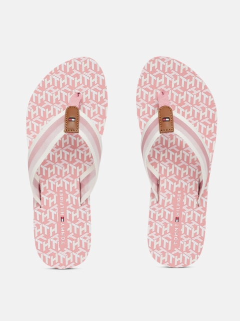 

Tommy Hilfiger Women Pink & White Striped Thong Flip-Flops