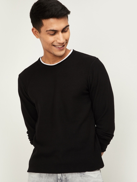 

Bossini Men Black Solid Round Neck T-shirt