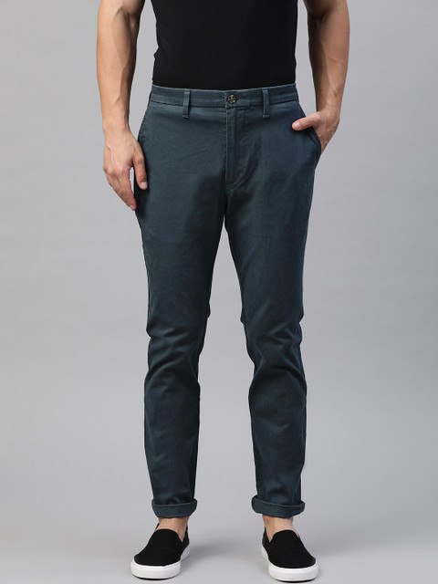 

Marks & Spencer Men Teal Blue Slim Fit Solid Chinos