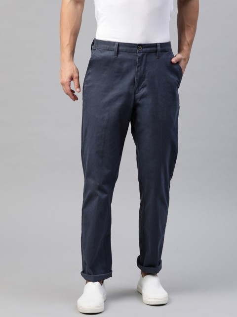 

Marks & Spencer Men Navy Blue Regular Fit Solid Chinos