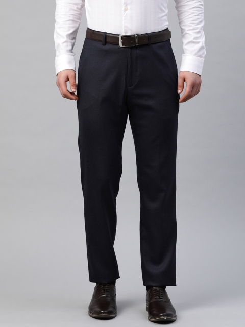 

Marks & Spencer Men Navy Blue Slim Fit Solid Formal Trousers