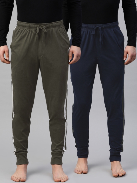

Marks & Spencer Men Pack of 2 Pure Cotton Solid Lounge Joggers, Olive