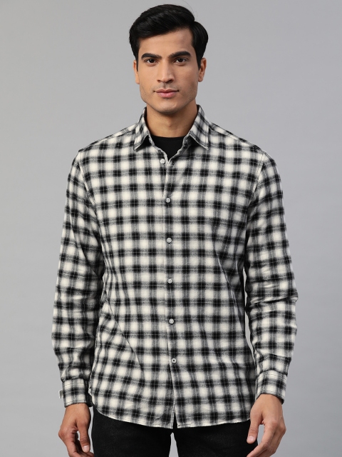 

Marks & Spencer Men Black & White Pure Cotton Checked Casual Shirt