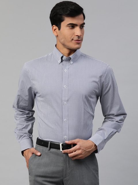 

Marks & Spencer Men Navy Blue & White Checked Formal Shirt