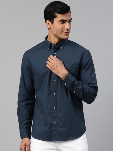 

Marks & Spencer Men Navy Blue Pure Cotton Solid Casual Shirt