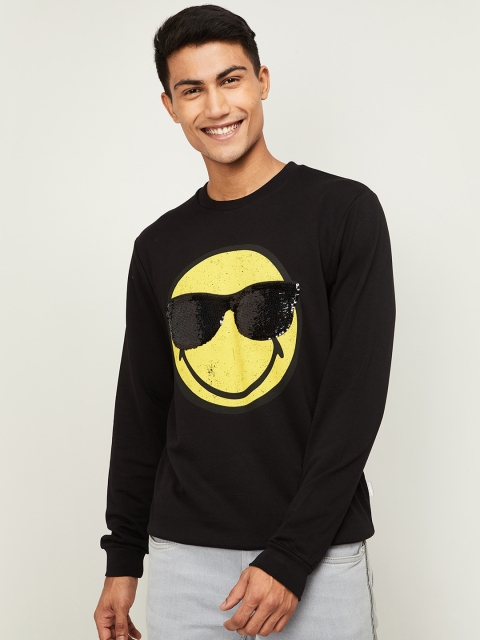 

Smiley World Men Black Printed Sweatshirt