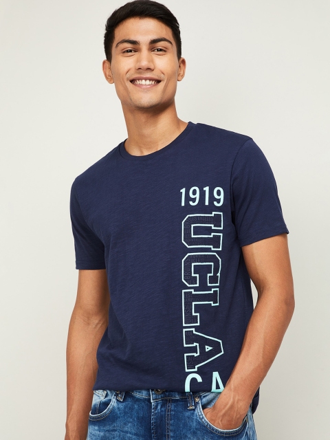 

UCLA Men Navy Blue Printed Round Neck T-shirt