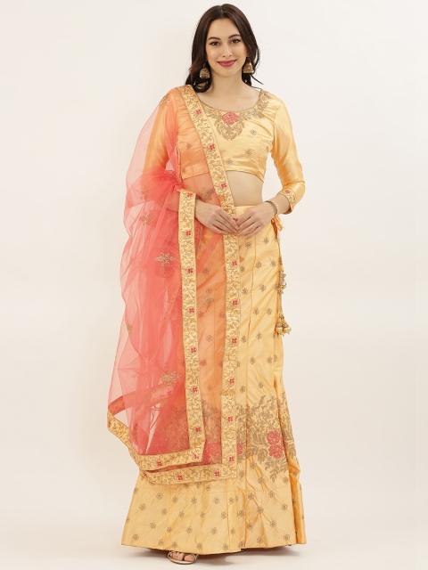 

LADUSAA Yellow Ready to Wear Lehenga & Blouse with Dupatta