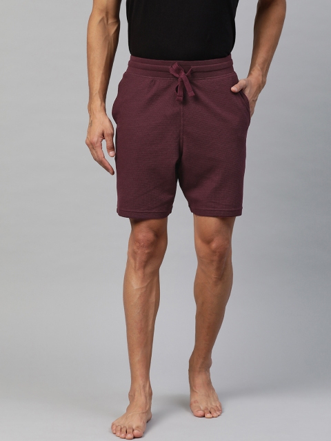 

Marks & Spencer Men Burgundy Self Design Lounge Shorts