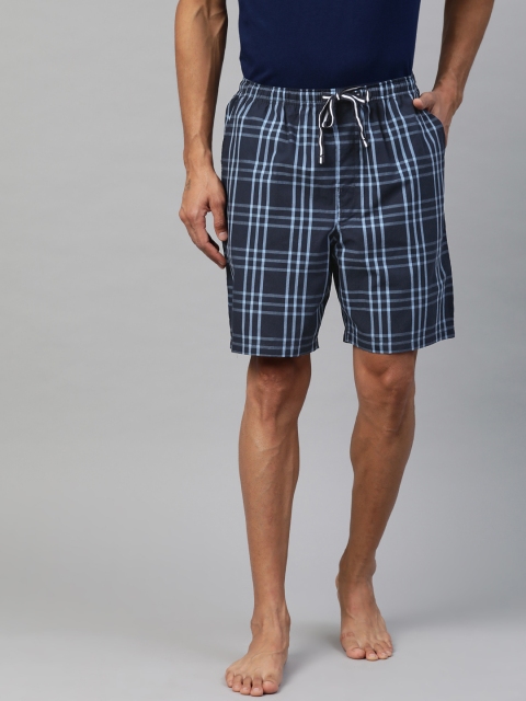 

Marks & Spencer Men Blue Checked Pure Cotton Lounge Shorts