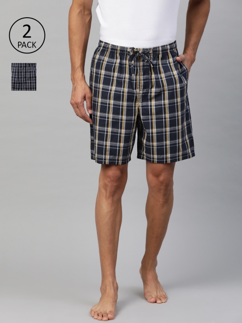 

Marks & Spencer Men Pack Of 2 Pure Cotton Lounge Shorts, Navy blue