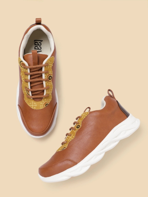 

Taavi Women Tan Brown & Mustard Yellow Printed Detail Sneakers