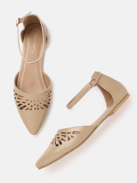 

DressBerry Women Beige Laser Cut Mid-Top Flats