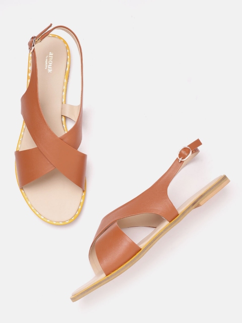 

Anouk Women Brown Solid Open Toe Flats